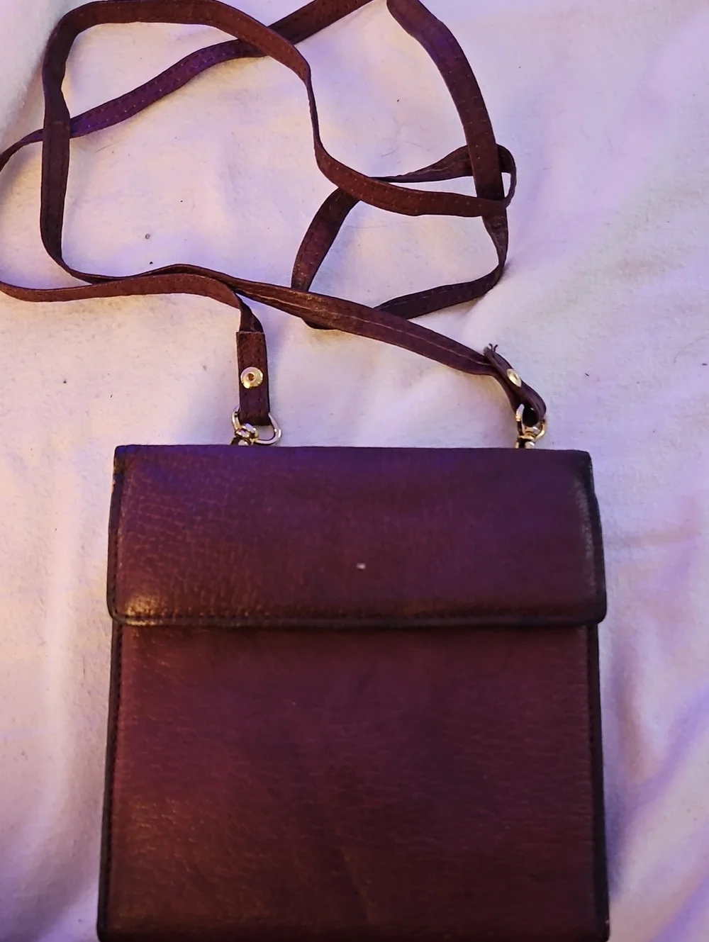Wilson Purple Brown Leather Wallet Cross Body Purse